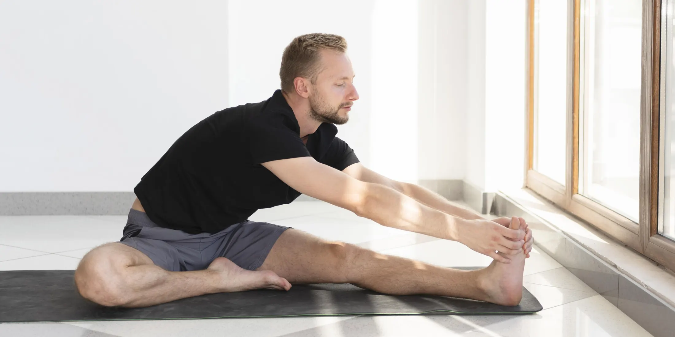 Beginner yoga practice illustration for flexibility and mobility
